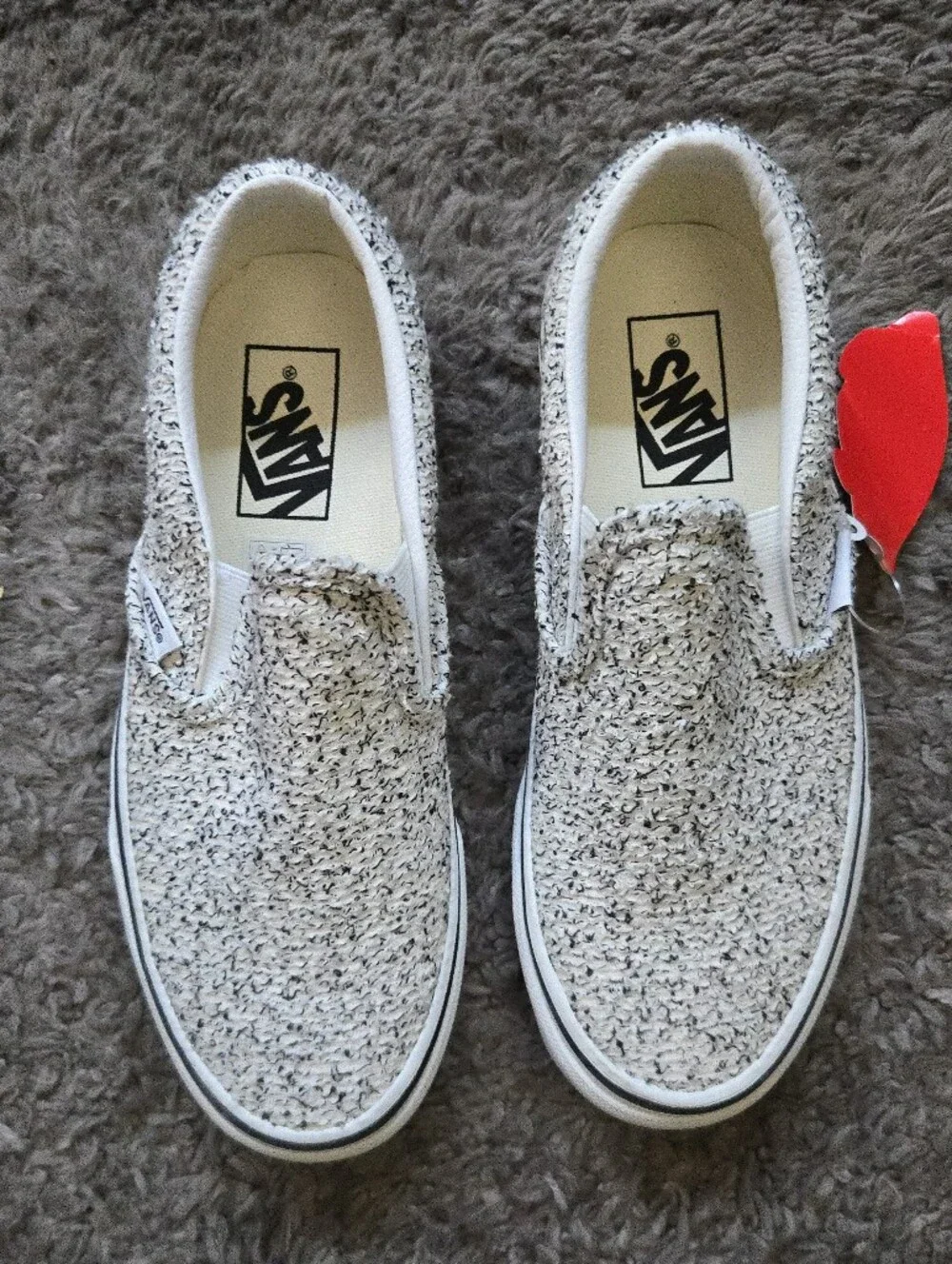 Vans Classic Slip On Women 6.5 Boucle Speckle And White 0826